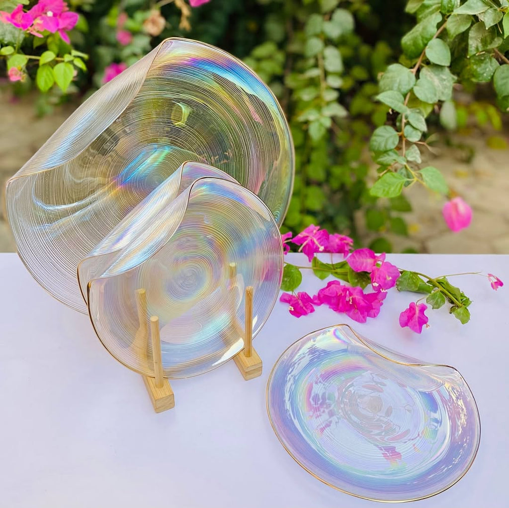 Trendy Glass Cake Serving Set – Elegant Dessert & Snack Set
