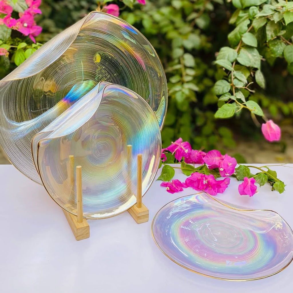 Trendy Glass Cake Serving Set – Elegant Dessert & Snack Set