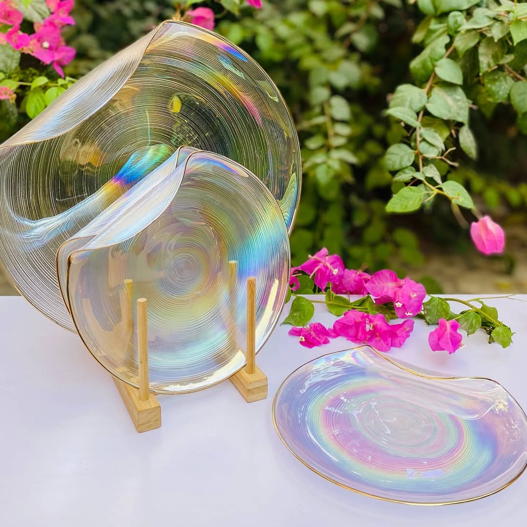 Trendy Glass Cake Serving Set – Elegant Dessert & Snack Set