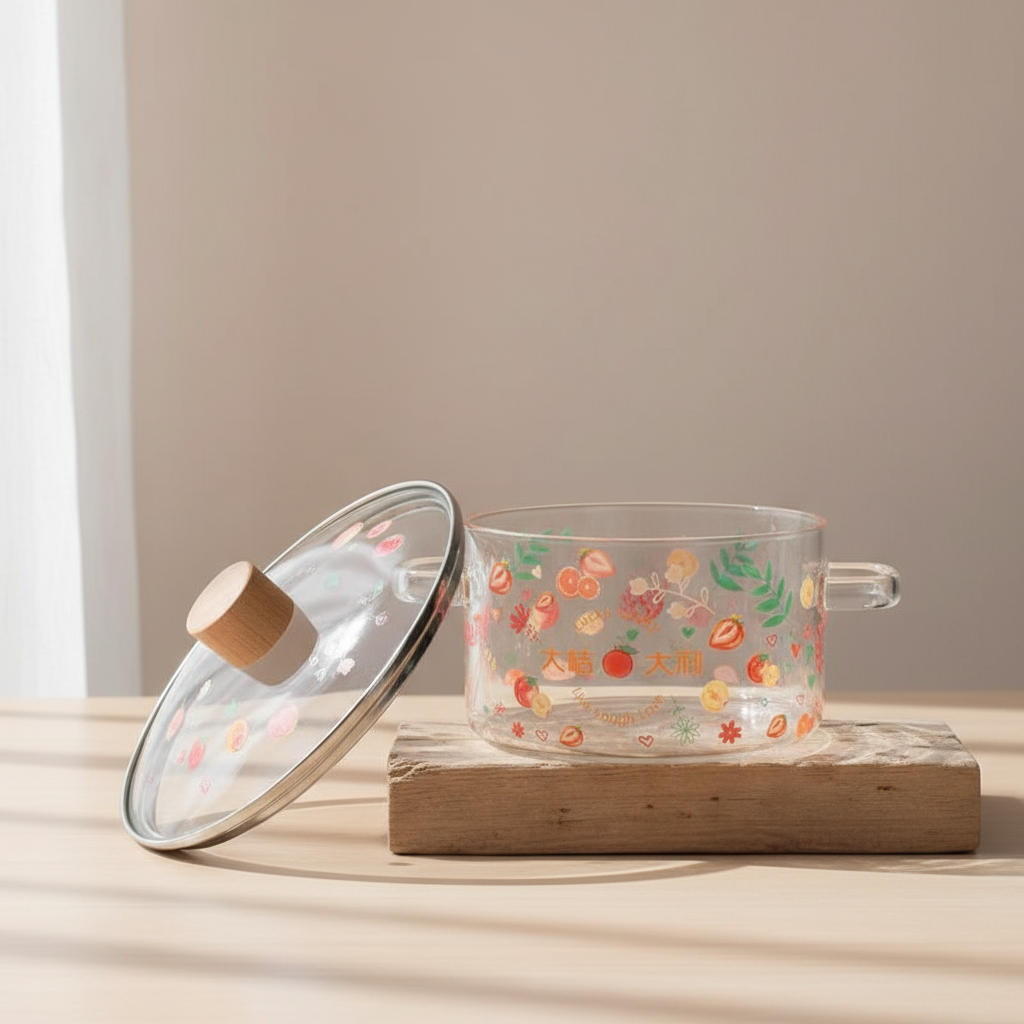 Pyrex Glass Cooking Pot with Lid – 3 Liters