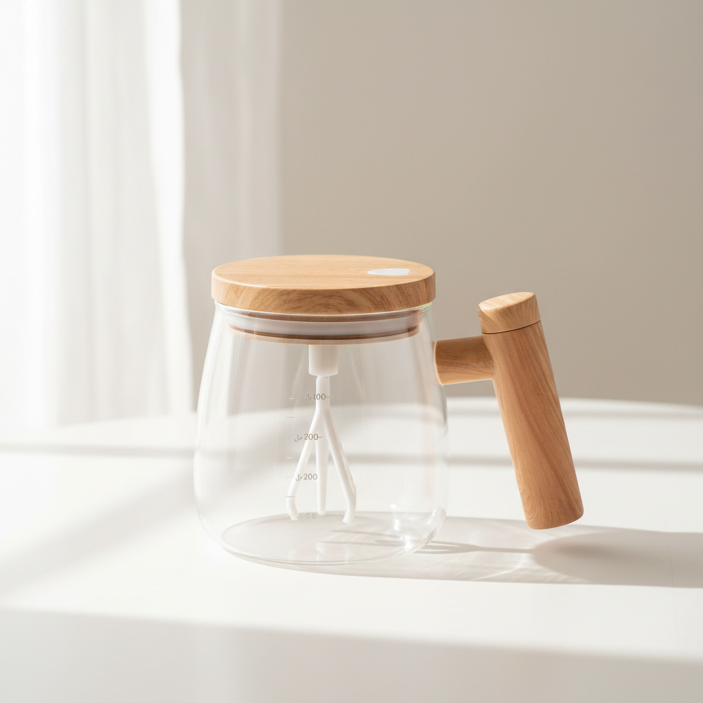Trendy Portable Blender Mug with Wooden Handle – 400 ml